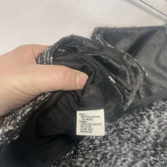 Maurices Womens 5/6 Pnecil Skirt Polyester Wool Blend Black White Zip Up Work - Picture 4 of 8